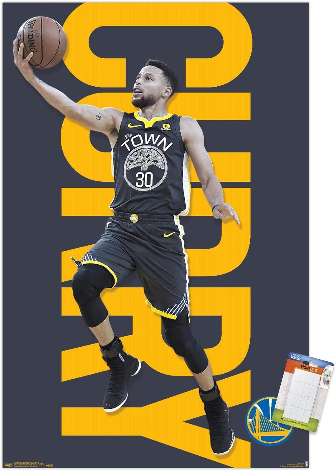 Trends International NBA Golden State Warriors – Póster de pared de Stephen Curry 18, 14.725 x 22.375 pulgadas, paquete de póster y montaje prémium
