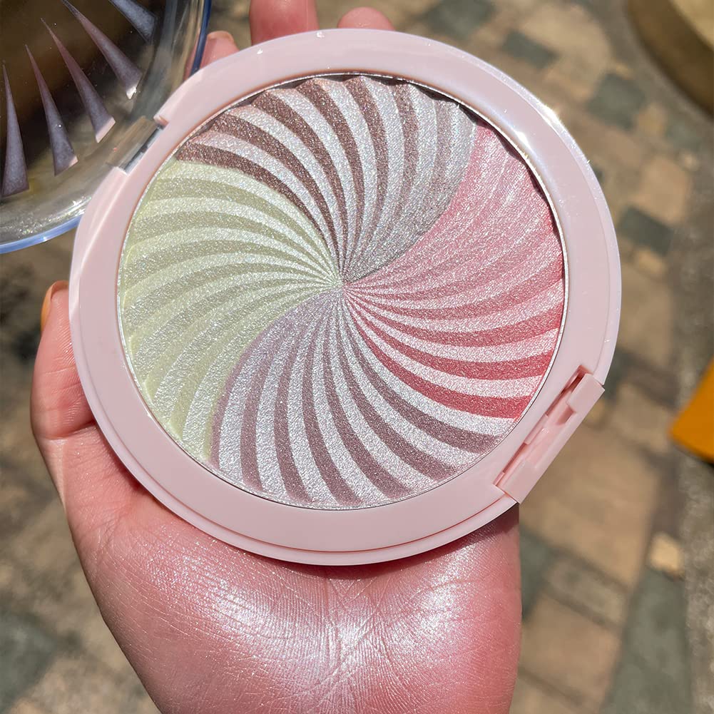 Paleta de resaltadores Vortex de gran tamaño de 4 pulgadas para cara, cuerpo, mejillas, ultra brillante, compacto, sin talco, iluminador brillante