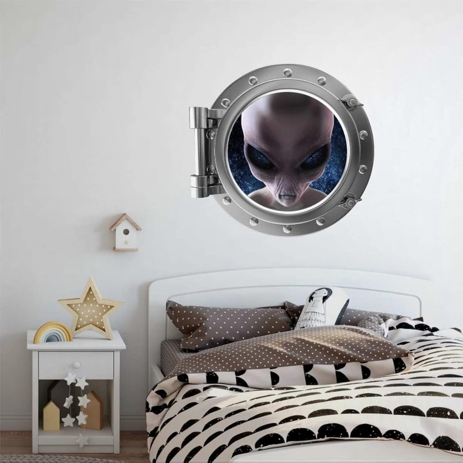 Ae423 – Calcomanía de pared con diseño de ojo de buey extraterrestre, ventana de nave espacial, espacio exterior, galaxia, estrellas, calcomanías