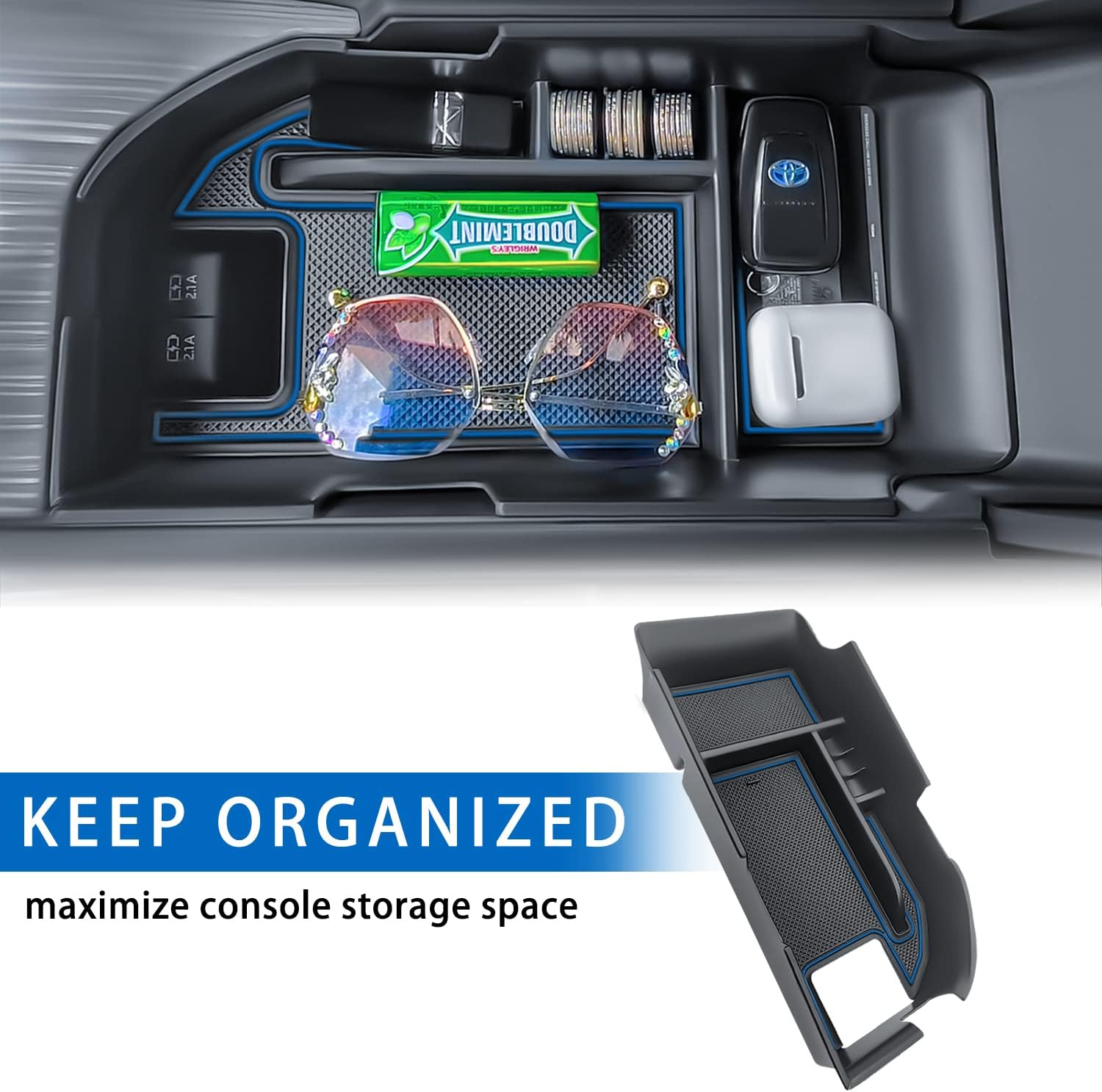 Htufrey Bandeja organizadora de consola central compatible con Camry XLE o XSE 2018-2021 2022 2023 y Camry LE SE 2020-2023, accesorios de caja de