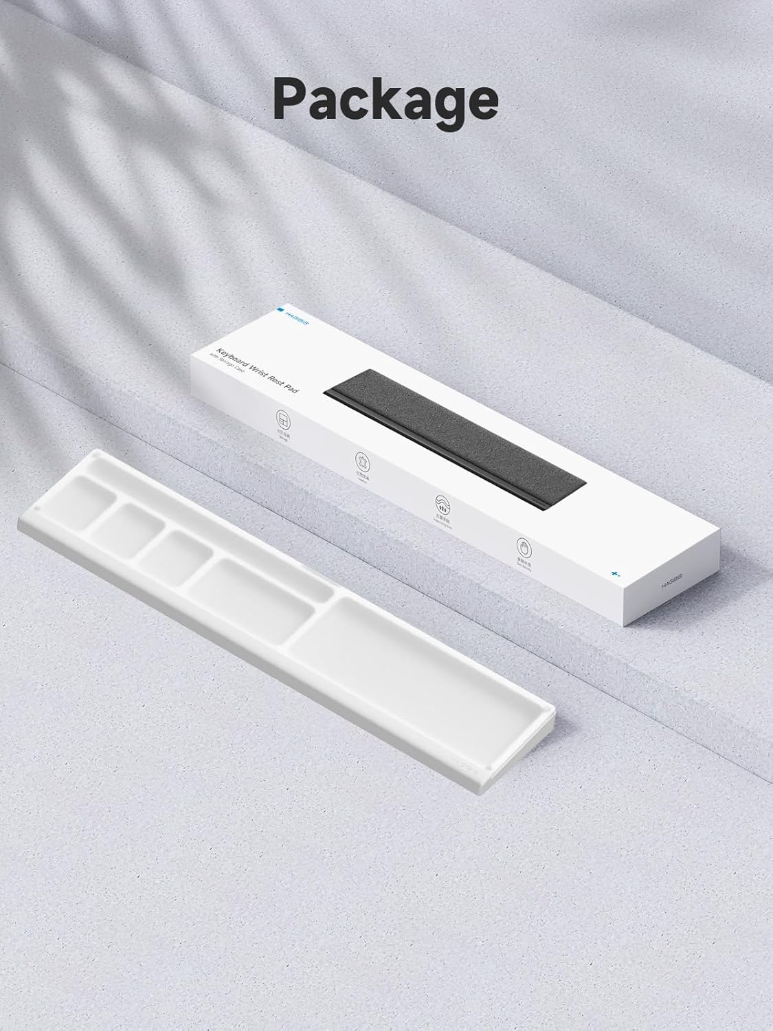 Hagibis Soporte para reposamuñecas para teclado con funda de almacenamiento de partición de escritorio, cubierta superior translúcida de PMMA, base