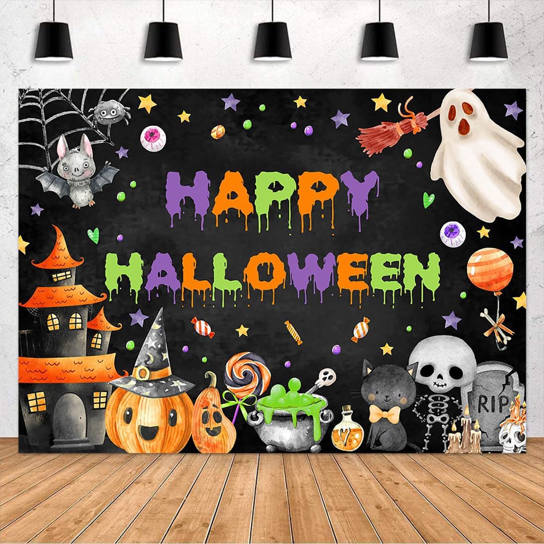 Avezano Telón de fondo de Halloween espeluznante para fiesta de fantasmas para niños, fondo de fiesta de Halloween, decoración de pared para el