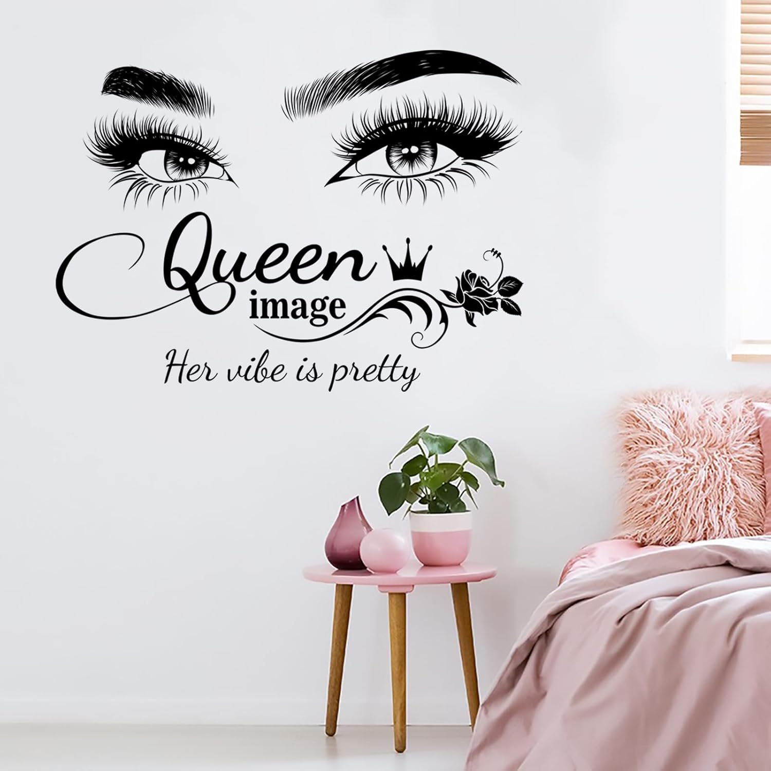 Dechom Queen Vibes – Calcomanías de pared con citas inspiradoras, ojos sexys, palabras motivacionales, calcomanías de pared para mujeres y niñas,