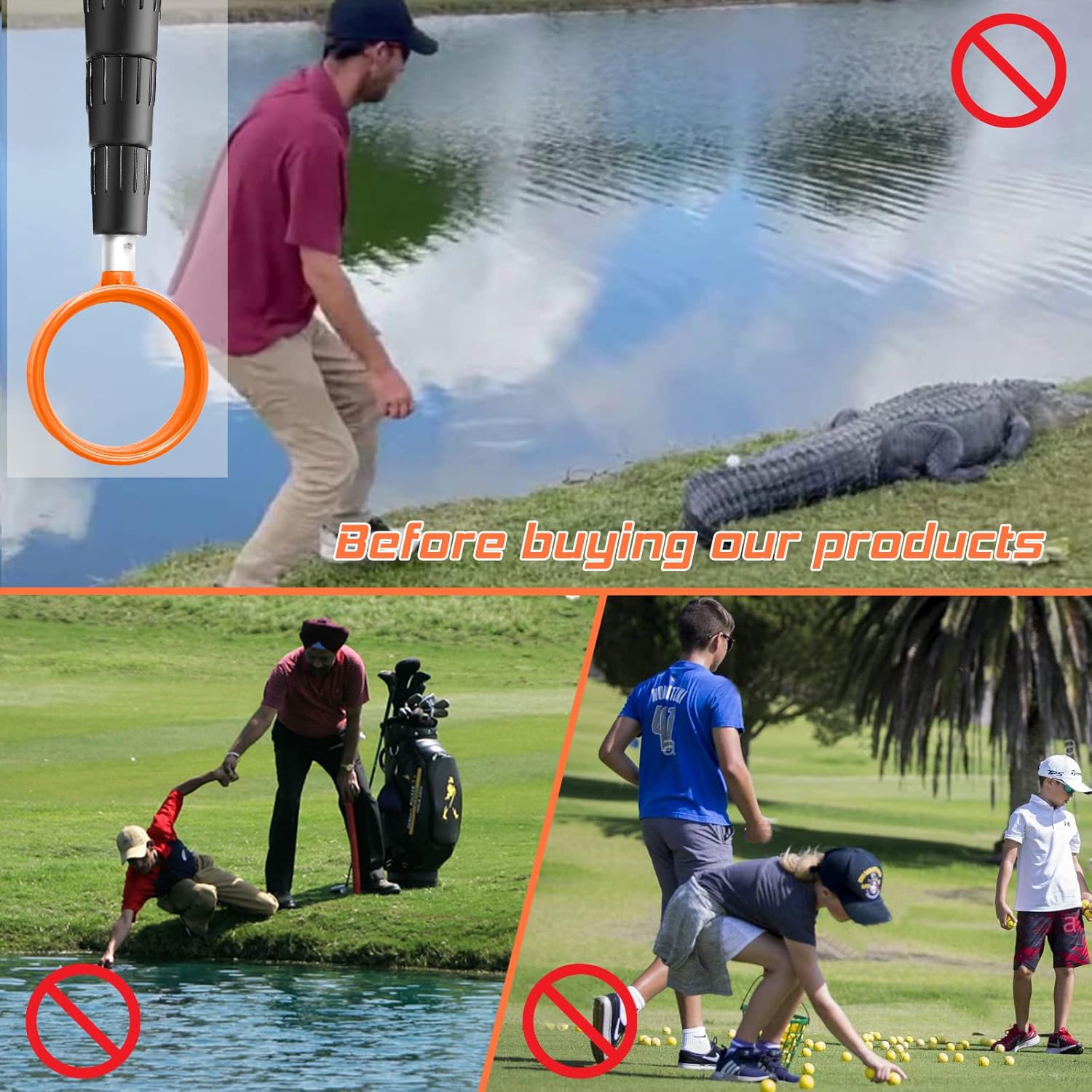 prowithlin Recuperador de pelotas de golf, 69121518 pies, aleación de aluminio, recuperador de pelotas de golf, accesorios de golf telescópicos,