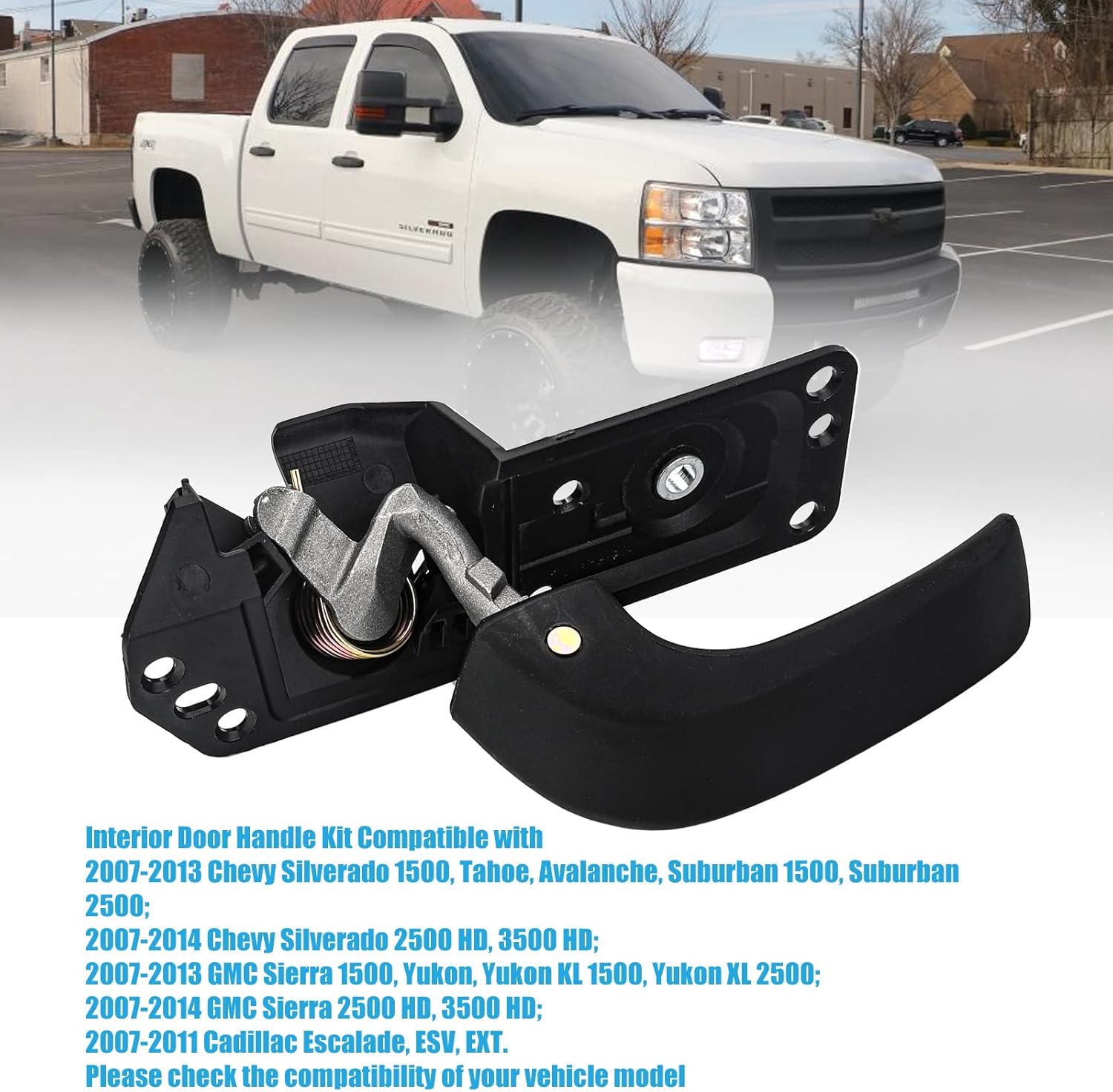 3mirrors Kit de manijas de puerta interior derecha para lado del pasajero, manija de puerta trasera delantera compatible con Chevy Silverado Tahoe