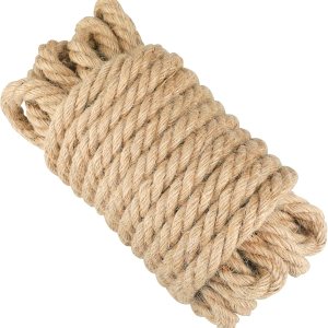 KINGLAKE GARDEN Cuerda de yute, cuerda de cáñamo resistente de 12 pulgada x 32.8 pies (0.472 in x 32.8 ft) cuerda de cáñamo trenzada para jardinería KINGLAKE GARDEN Cuerda de yute, cuerda de cáñamo resistente de 12 pulgada x 32.8 pies (0.472 in x 32.8 ft) cuerda de cáñamo trenzada para jardinería