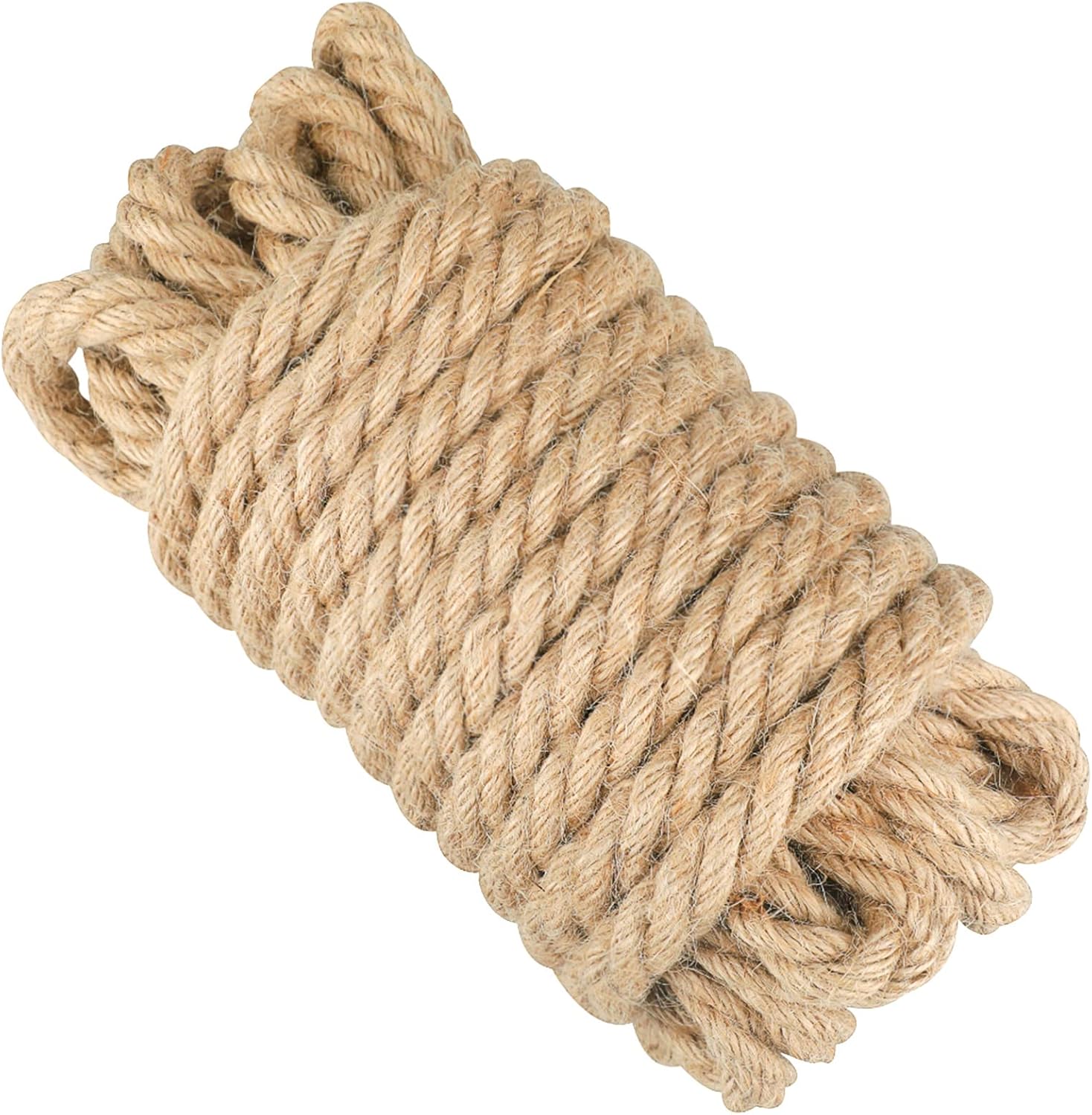 KINGLAKE GARDEN Cuerda de yute, cuerda de cáñamo resistente de 12 pulgada x 32.8 pies (0.472 in x 32.8 ft) cuerda de cáñamo trenzada para jardinería