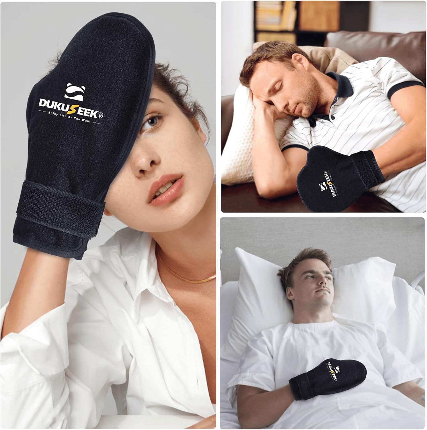 DUKUSEEK Guantes de hielo de mano para aliviar el dolor, guantes fríos para neuropatía de quimioterapia, guantes de hielo de gel para terapia fría y