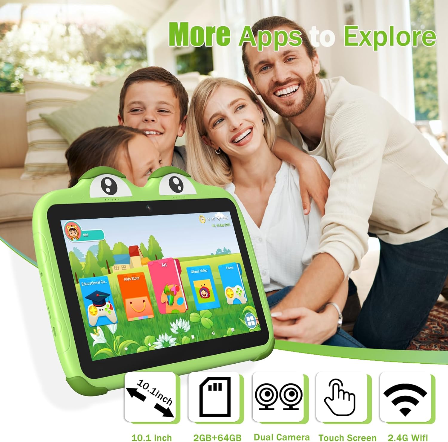 YINOCHE Tableta infantil para niños de 10 pulgadas, tableta infantil 64G, tableta para niños pequeños, tabletas Android para niños, Wifi, tableta