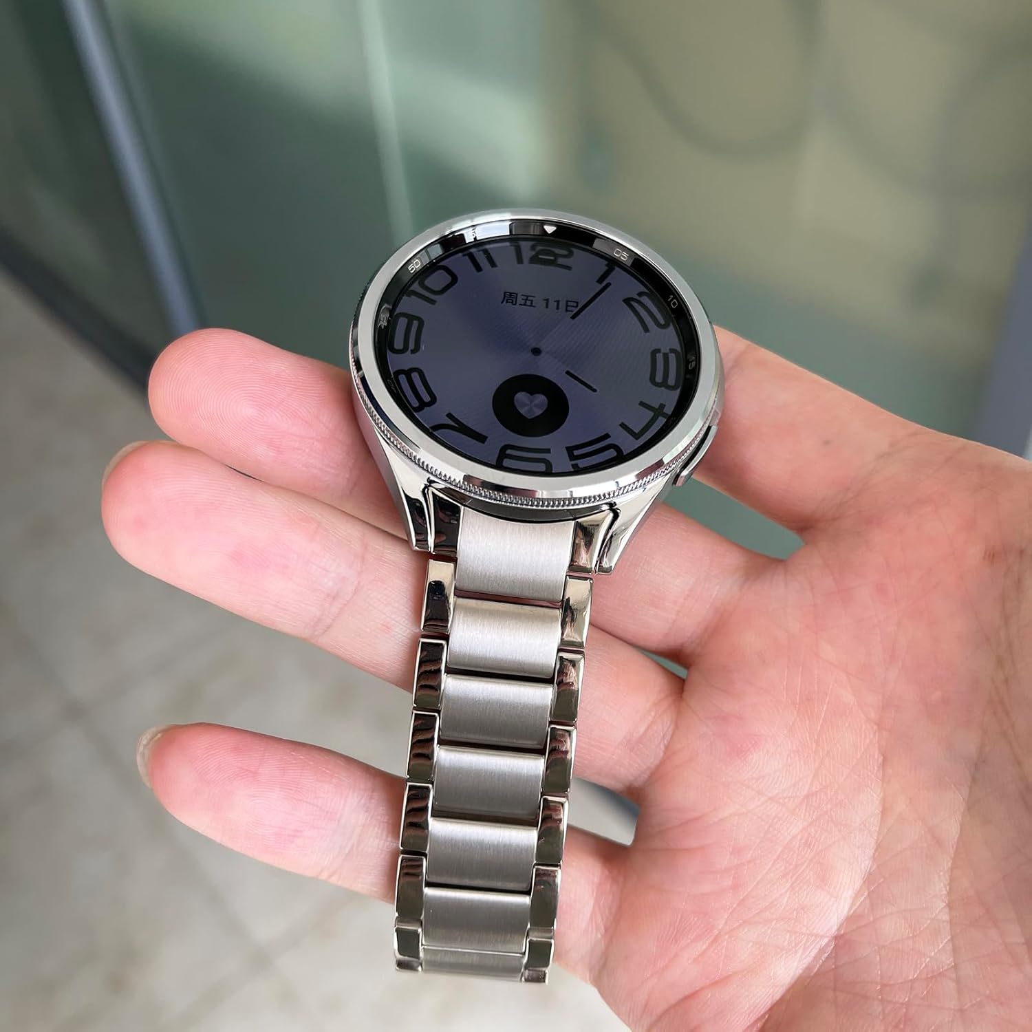 LDFAS Compatible con Samsung Galaxy Watch 6 Classic de 1.77 pulgadas y 1.73 pulgadas, correa de reloj de metal de acero inoxidable de 0.78 pulgadas