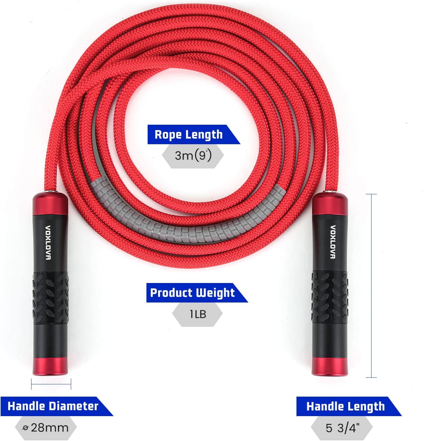Weighted Jump Rope for Men Women – 1LB Heavy Jump Rope for Adult Fitness Workouts, Non-Slip Aluminum Handles, Ball Bearings Premium Skipping Rope