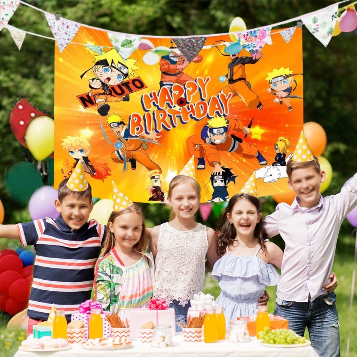 Decoración de fiesta de cumpleaños impresa, telón de fondo de anime, suministros de fiesta temática de juegos de anime, tapiz para colgar,
