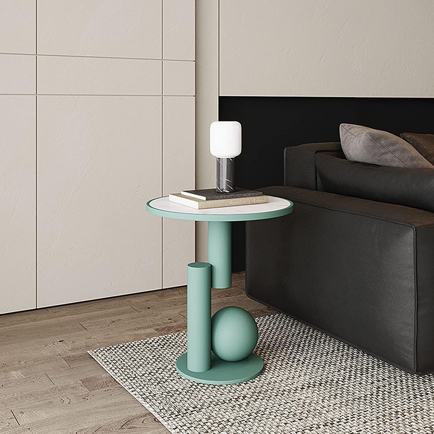 Mesa de Centro Mesa de centro creativa de pizarra de 21.7 pulgadas de altura, mesa auxiliar para sofá, marco de metal, moderna y minimalista, mesita