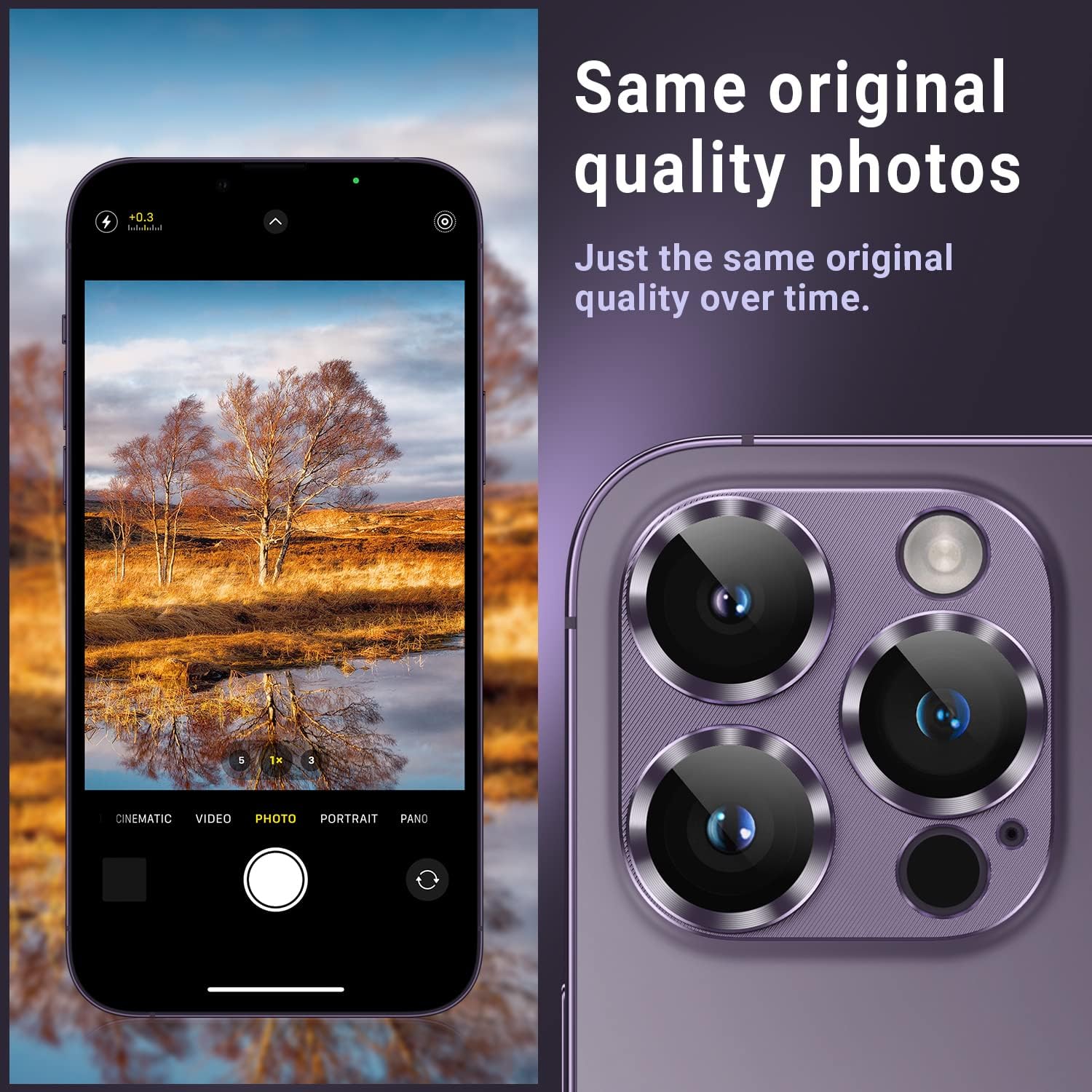 Korecase Paquete de 2 protectores de cámara compatibles con iPhone 14 Pro y iPhone 14 Pro Max, vidrio templado 9H, antiarañazos, polvo, fuerte