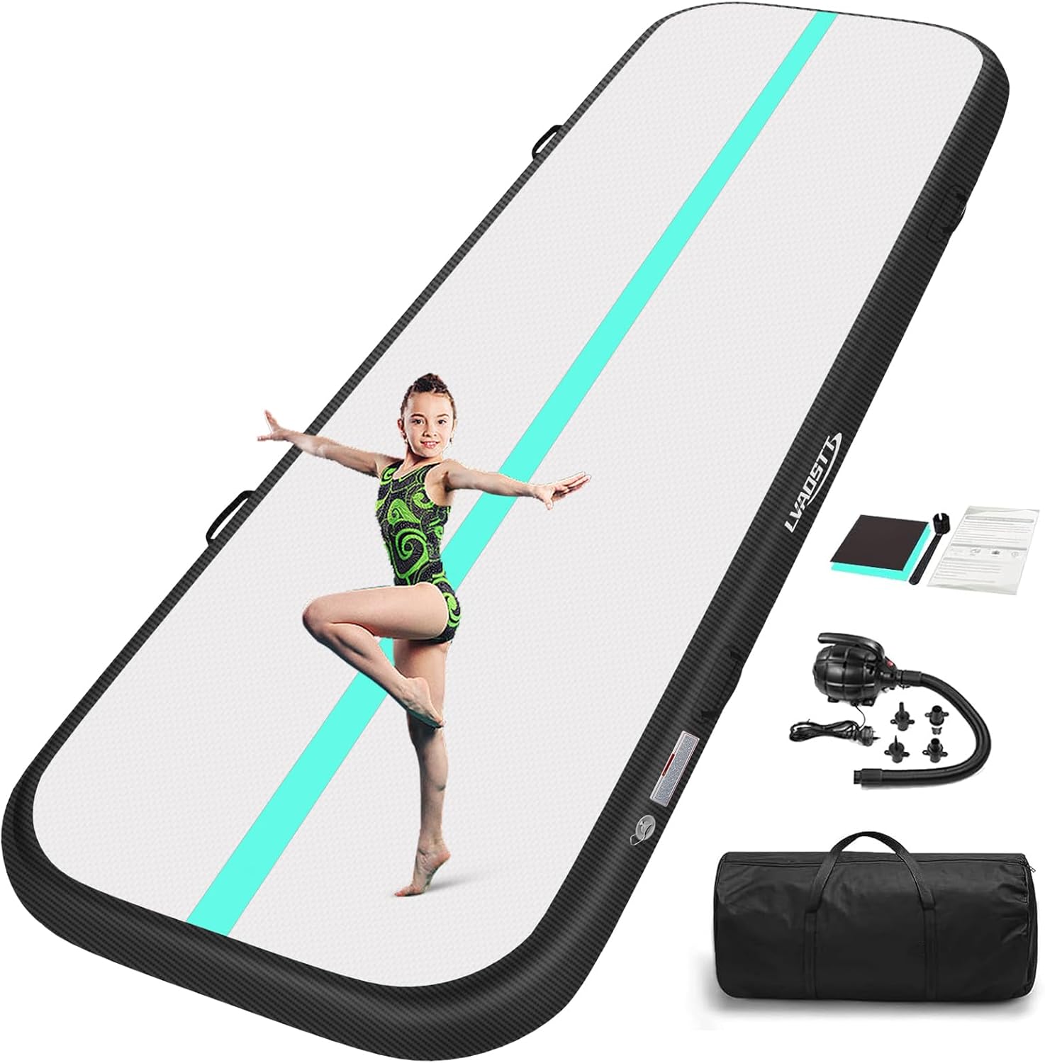 Colchoneta de gimnasia de 131620 pies, tapete de entrenamiento inflable de 48 pulgadas de grosor para gimnasia con bomba de aire eléctrica para uso