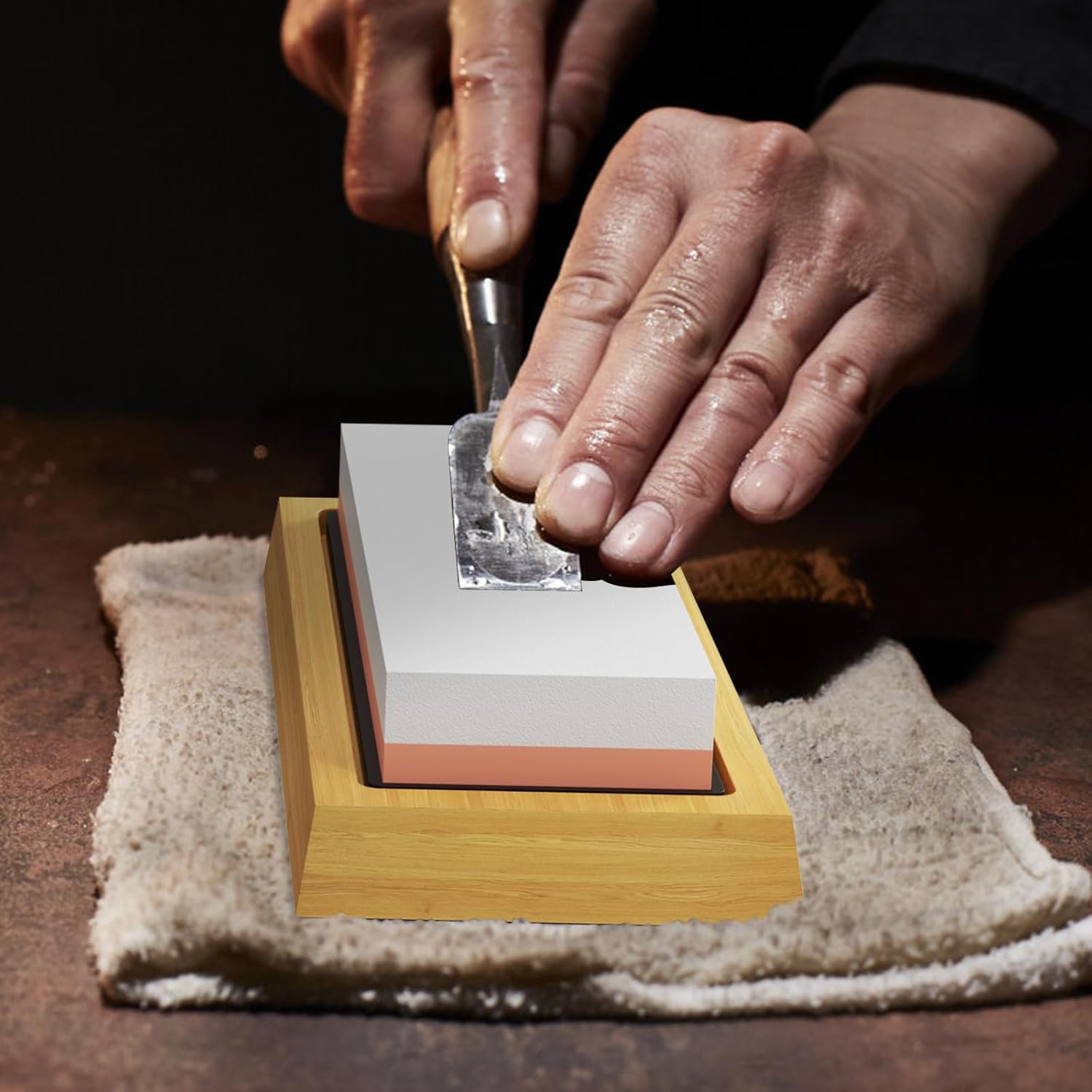 KERYE – Juego de afilador de cuchillos profesional japonés de piedra de afilar, grano de 4 lados premium 4001000 30008000 piedra húmeda, piedra
