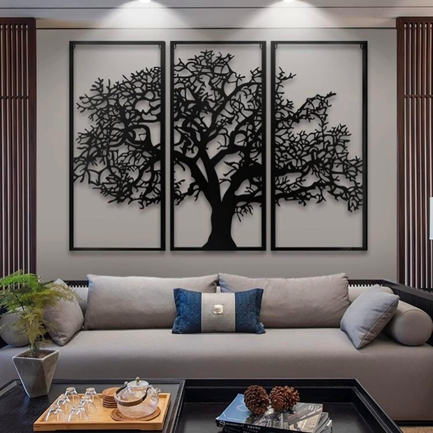 Arte de pared de metal con árbol de la vida, esculturas de pared colgantes de árbol genealógico, perfecto para decoración del hogar, decoración de