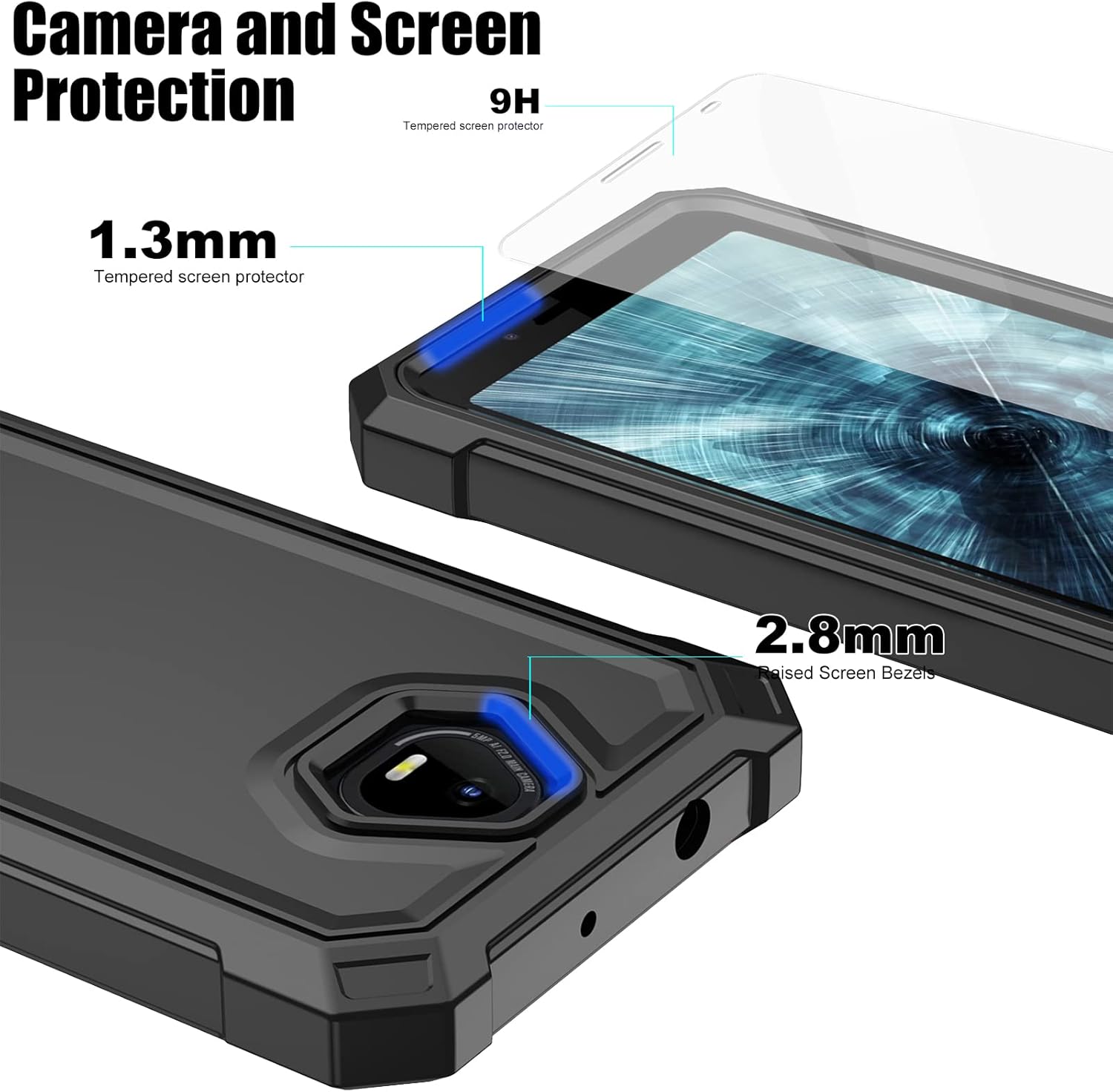 Ailiber Funda para teléfono Volt SV55, Schok SV55 y protector de pantalla (SV55216), protección de estructura de doble capa, parachoques de TPU en
