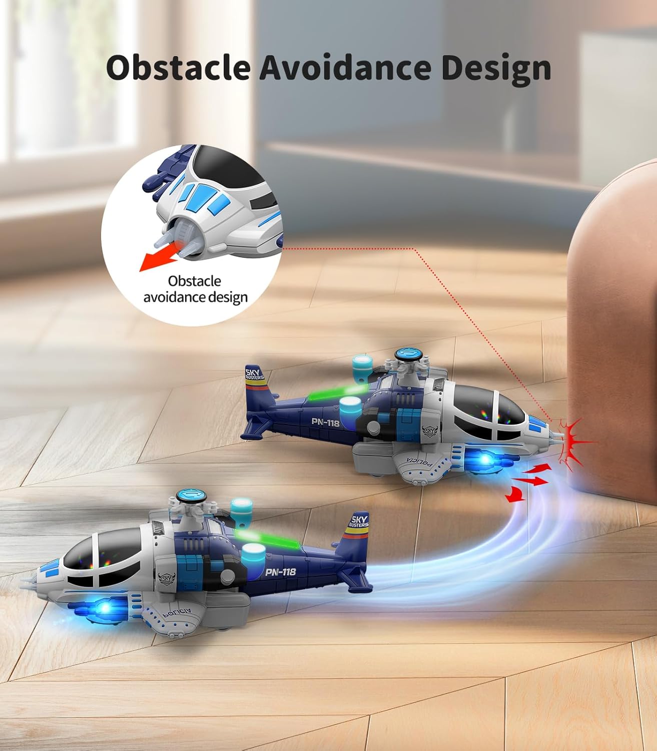 Geyiie Juguetes de helicóptero para niños, avión de juego con luces y sonidos, libertad de 360 y avión de dirección automática, juguetes de