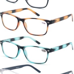 Reading Glasses Women Men Readers 4-Pack,Small Square Glasses for Reading with Flexible Comfortable Spring Hinge Reading Glasses Women Men Readers 4-Pack,Small Square Glasses for Reading with Flexible Comfortable Spring Hinge