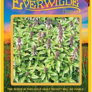 Everwilde Farms – 2000 semillas de hierbas de albahaca tailandesa – Paquete de semillas jumbo Gold Vault Everwilde Farms – 2000 semillas de hierbas de albahaca tailandesa – Paquete de semillas jumbo Gold Vault