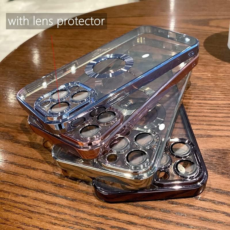 Funda para iPhone 13 Pro con protector de lente de cámara, vista de logotipo para mujeres y hombres, chapado suave, transparente, delgada,
