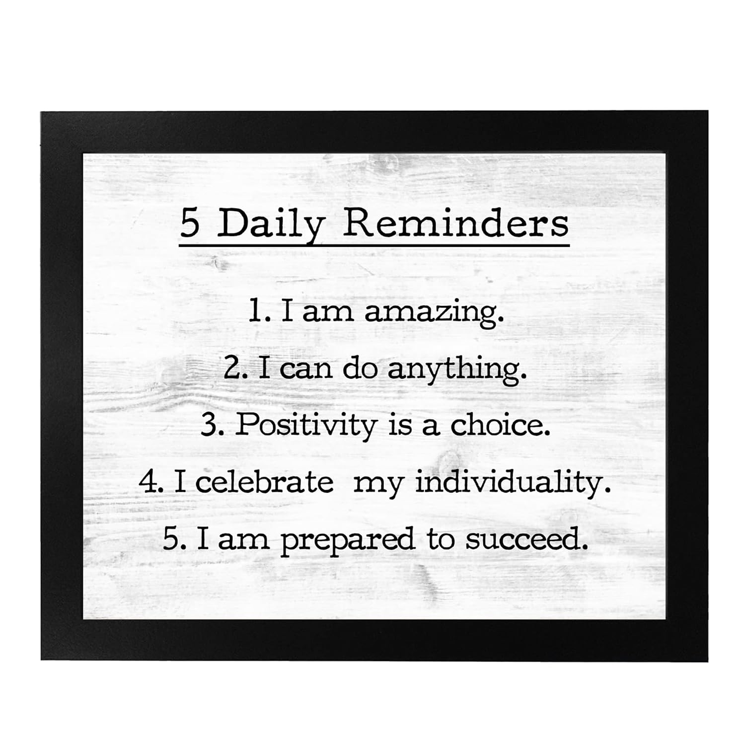 5 Daily Reminders – Inspirational Success Print Home Decor, Great White Wall Art, Motivational Positive Quotes Wall Decor, Ideal For Teen Decor,