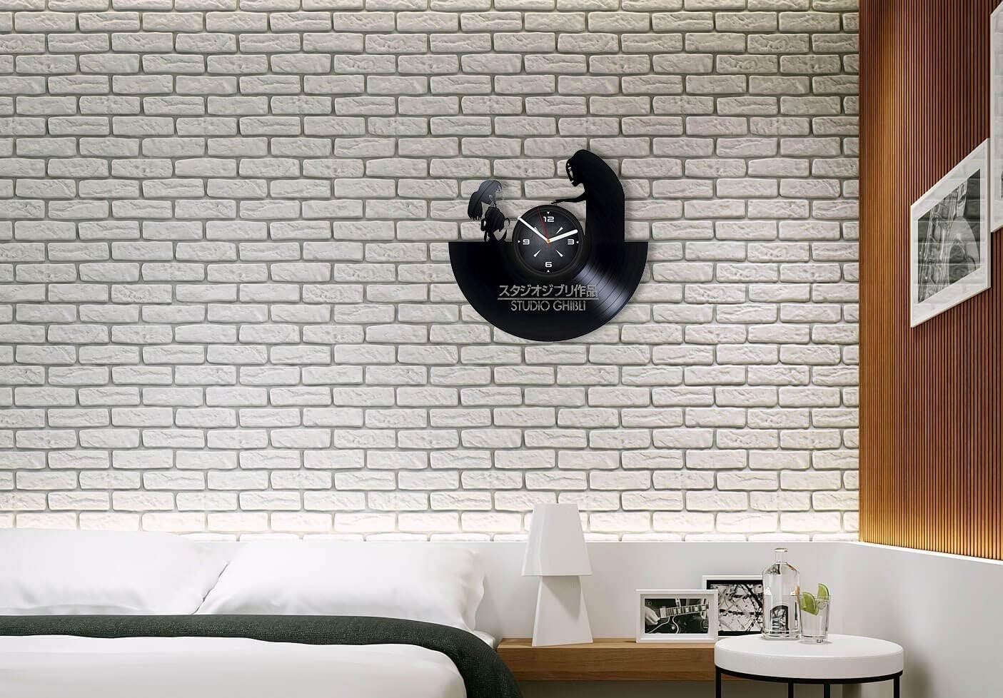 Reloj de pared de disco de vinilo sin cara. Decoración para dormitorio, sala de estar, compatible con habitación infantil temática Studio Ghibli.