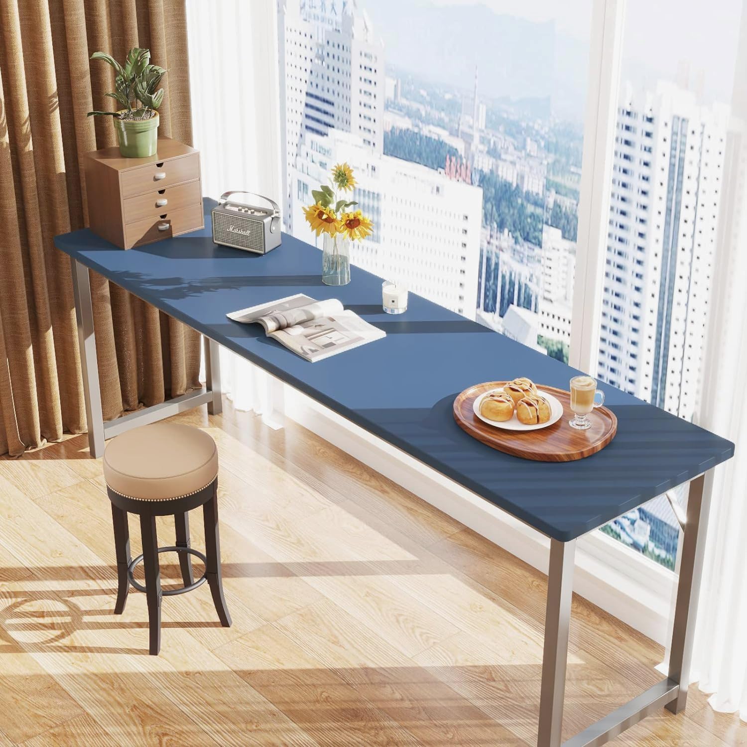 VIOPVERY Papel tapiz azul para despegar y pegar de 23.6 x 197 pulgadas, papel de pared azul sólido para tirar y pegar, papel de contacto para