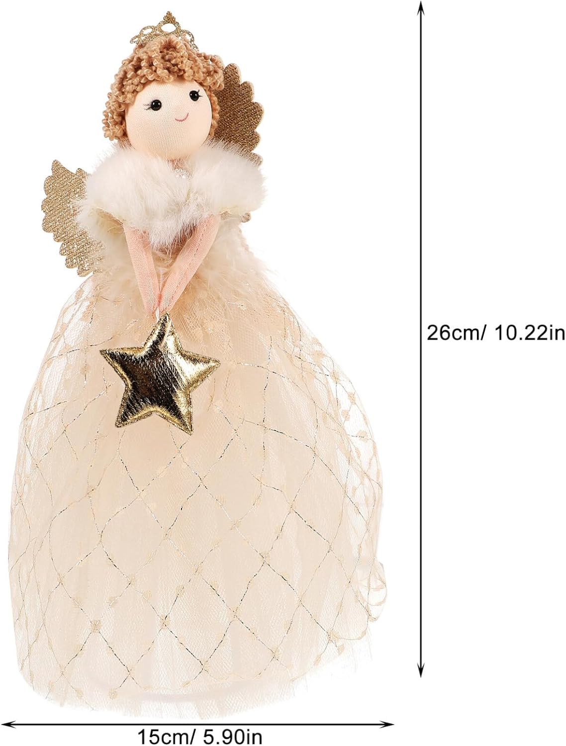 VILLCASE Decoración para árbol de Navidad, muñecos de felpa para árbol de Navidad, estatuas de ángel, adorno de ángel de dibujos animados, ángel con