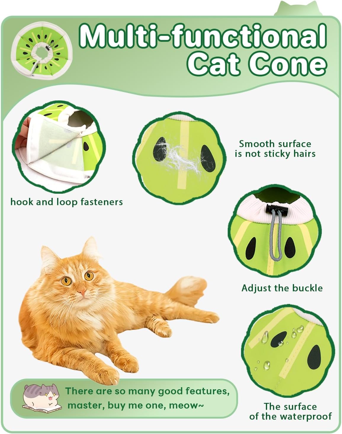 Pawfun Collar de cono de gato, suave, collar protector de recuperación para gatos para dejar de lamerse después de la cirugía, cómodo collar