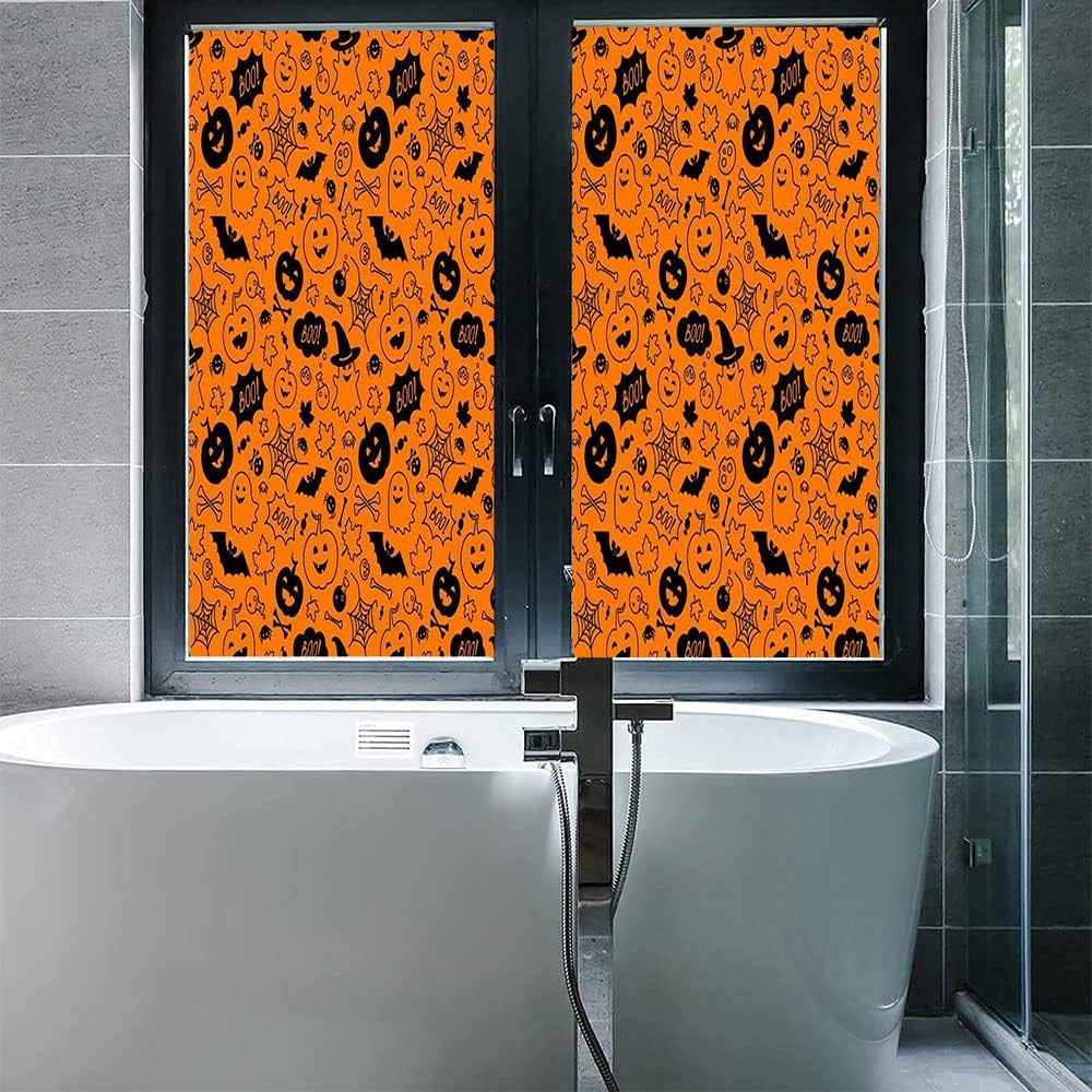Película de ventana 3D de Halloween, patrón de estilo de Halloween, para puerta de cristal, baño, sala de estar, 17.7 pulgadas de ancho x 23.6