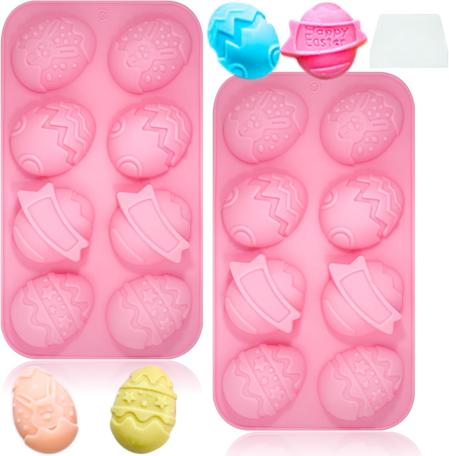 Moldes de silicona de Pascua para hornear, moldes de silicona de Pascua para pudín hechos a mano, jabones de chocolate, gelatinas, cubitos de hielo