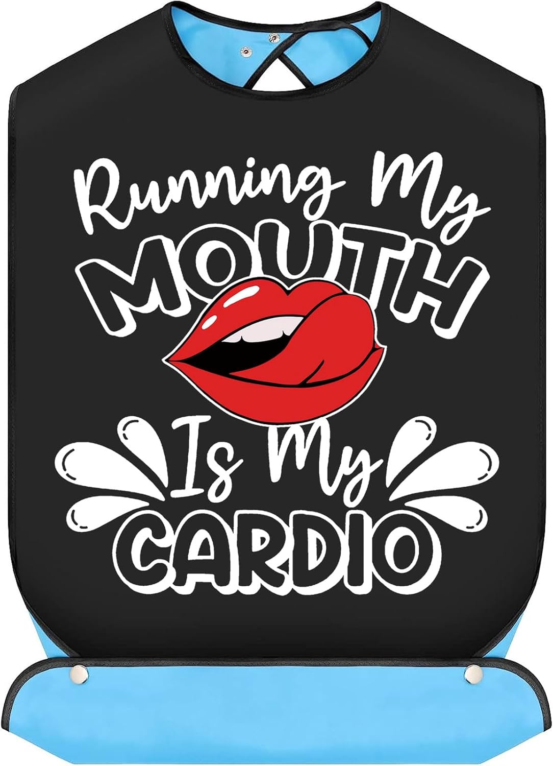 Running My Mouth Is My Cardio – Baberos para adultos con atrapador de migas, bromas de mordaza, babero, regalo ajustable, protectores de ropa para