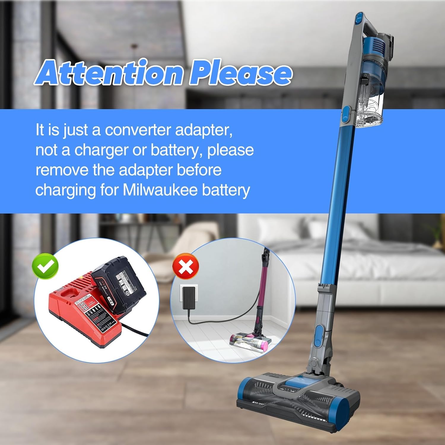 Adaptador de batería para aspiradora Shark IZ QZ Series, adaptador de conversión a batería Milwaukee de 18 V para reemplazar para batería Shark