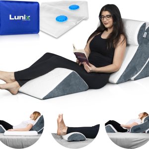 Lunix LX5 – Juego de 4 almohadas ortopédicas de cuña para cama espuma viscoelástica poscirugía para aliviar el dolor de espalda piernas almohada Lunix LX5 – Juego de 4 almohadas ortopédicas de cuña para cama espuma viscoelástica poscirugía para aliviar el dolor de espalda piernas almohada