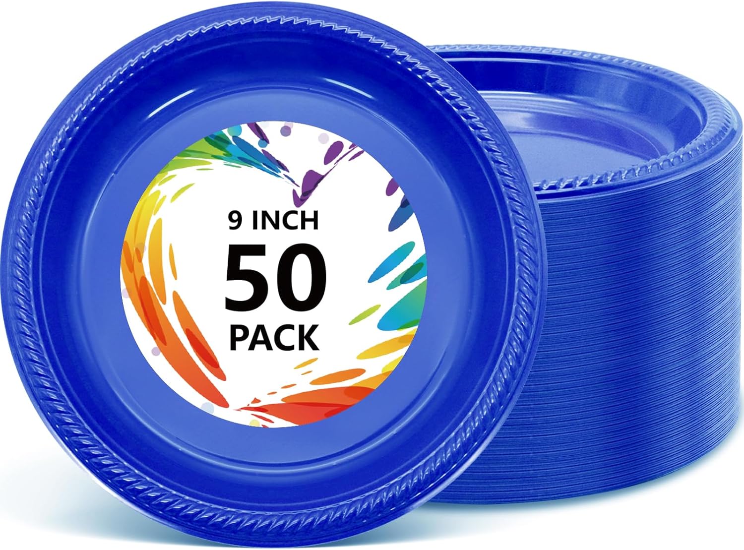joy akkess Platos desechables de plástico azul para fiestas, platos de plástico azul oscuro de 9 pulgadas desechables para fiestas, 50 platos de