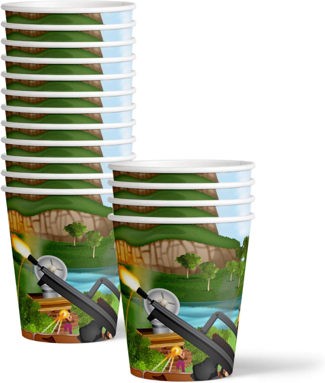 Fort Nite Party Supplies – Battle Gamer Birthday – Decoraciones de fiesta de videojuegos de quincena  Juego de vajilla desechable incluye platos,