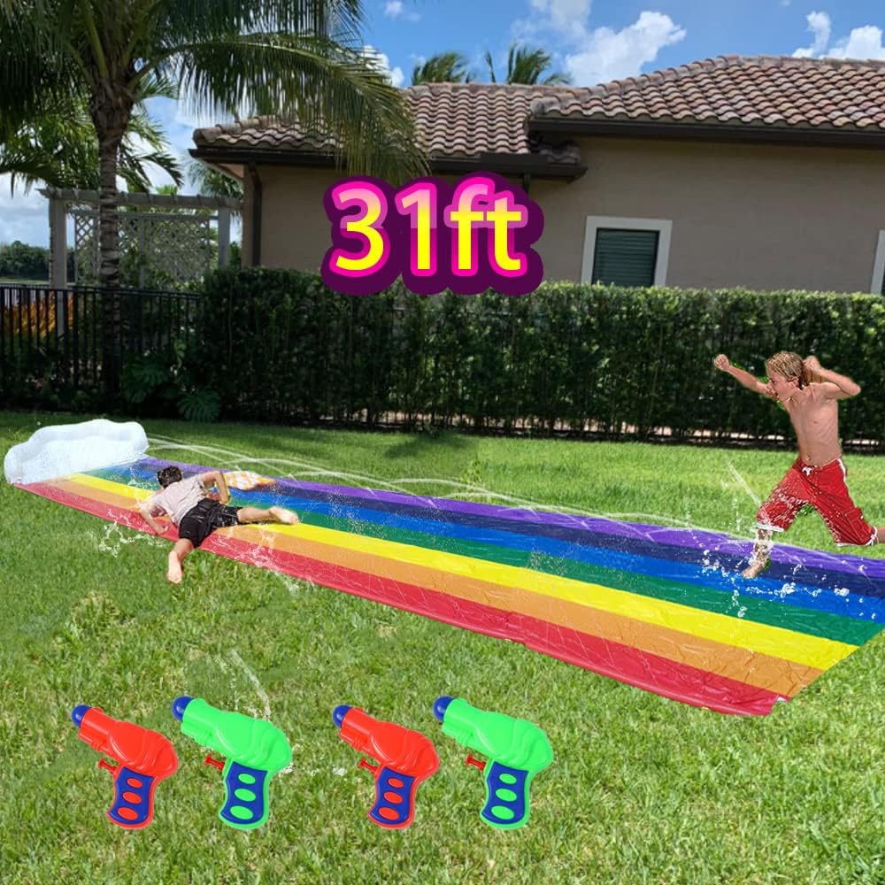 31f Slip Splash y tobogán acuático para niños y adultos, césped, patio trasero, al aire libre, Sprint carreras, toboganes acuáticos inflables con