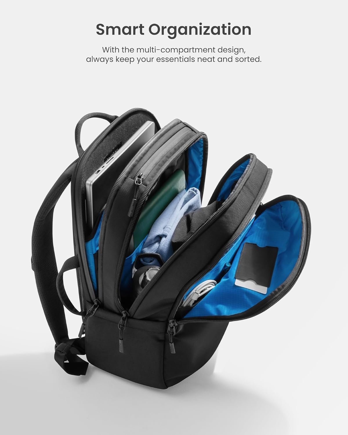 tomtoc Mochila para laptop de 17.3 pulgadas, mochila impermeable para computadora de viaje, ideal para viajes diarios, exploración urbana, viaje de