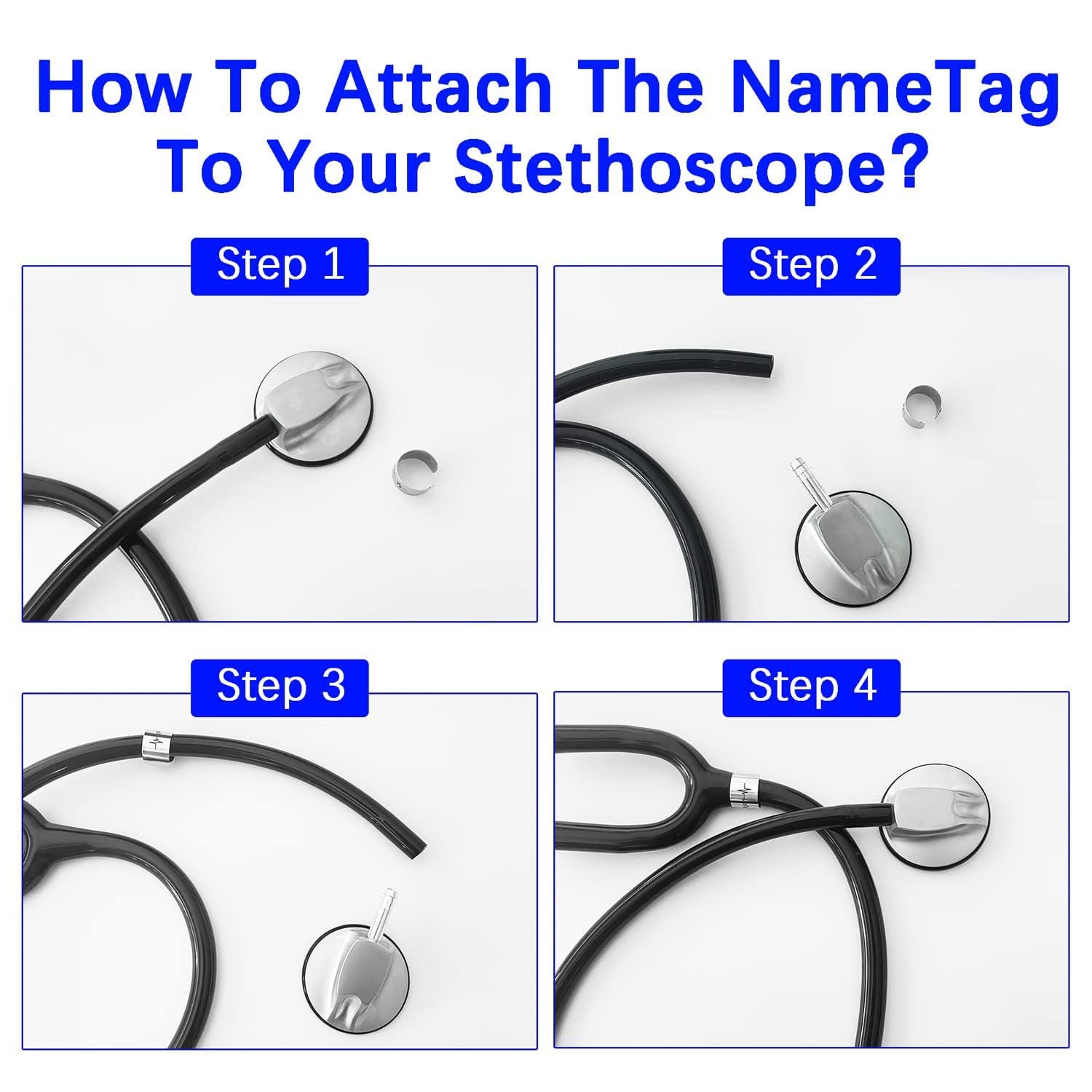 Etiqueta de nombre de estetoscopio personalizada, dijes de identificación de estetoscopio personalizados para enfermeras, médicos, asistentes