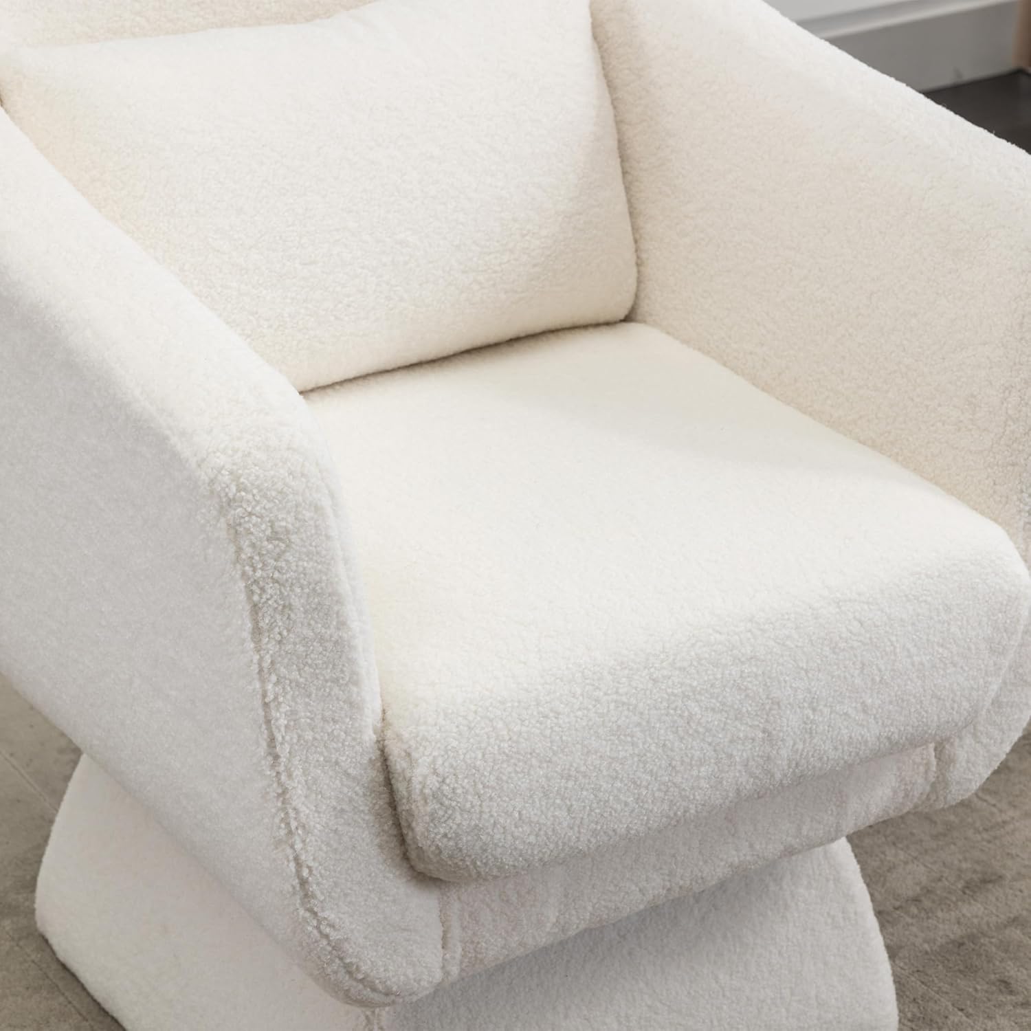 FXLCMUS Cómoda silla giratoria de 28 pulgadas, silla giratoria de 360 grados con tela de bucle, sillas de lectura ergonómicas para dormitorio y sala