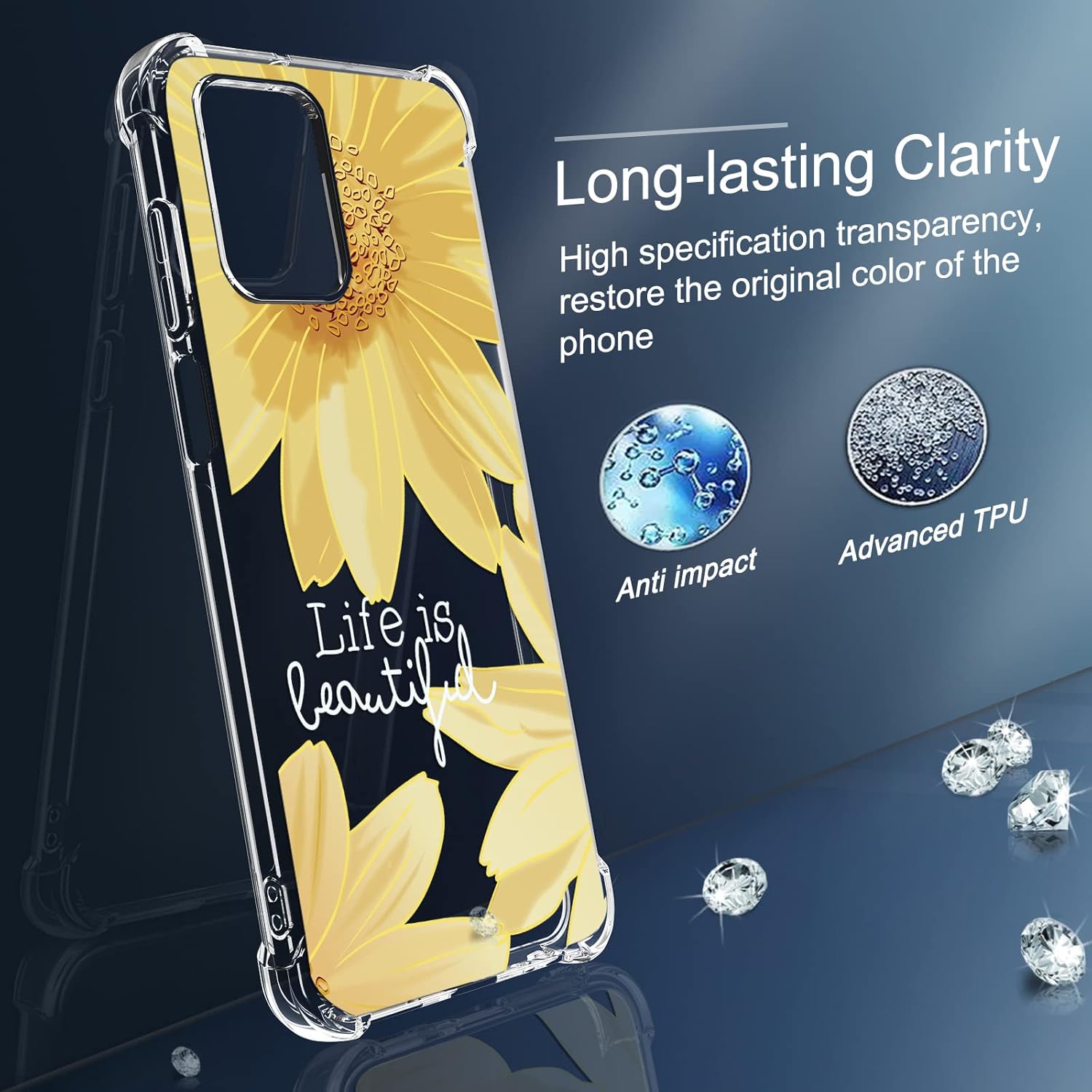 Osophter Funda para Moto G 5G 2023, Motorola G 5G 2023 para mujeres y niñas, diseño floral con protector de pantalla, absorción de golpes, funda de