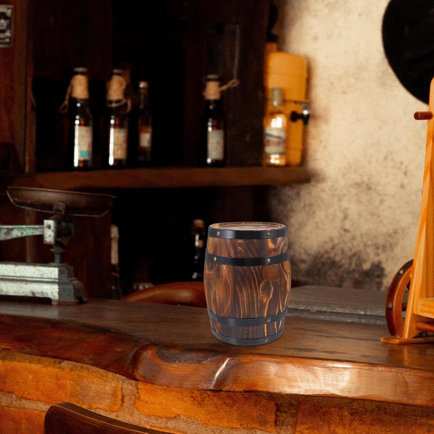 Unomor Barril de roble envejecido, barril de whisky de madera, barril de vino, bar de vino, bar de cerveza, barril de vino tinto de madera, adorno