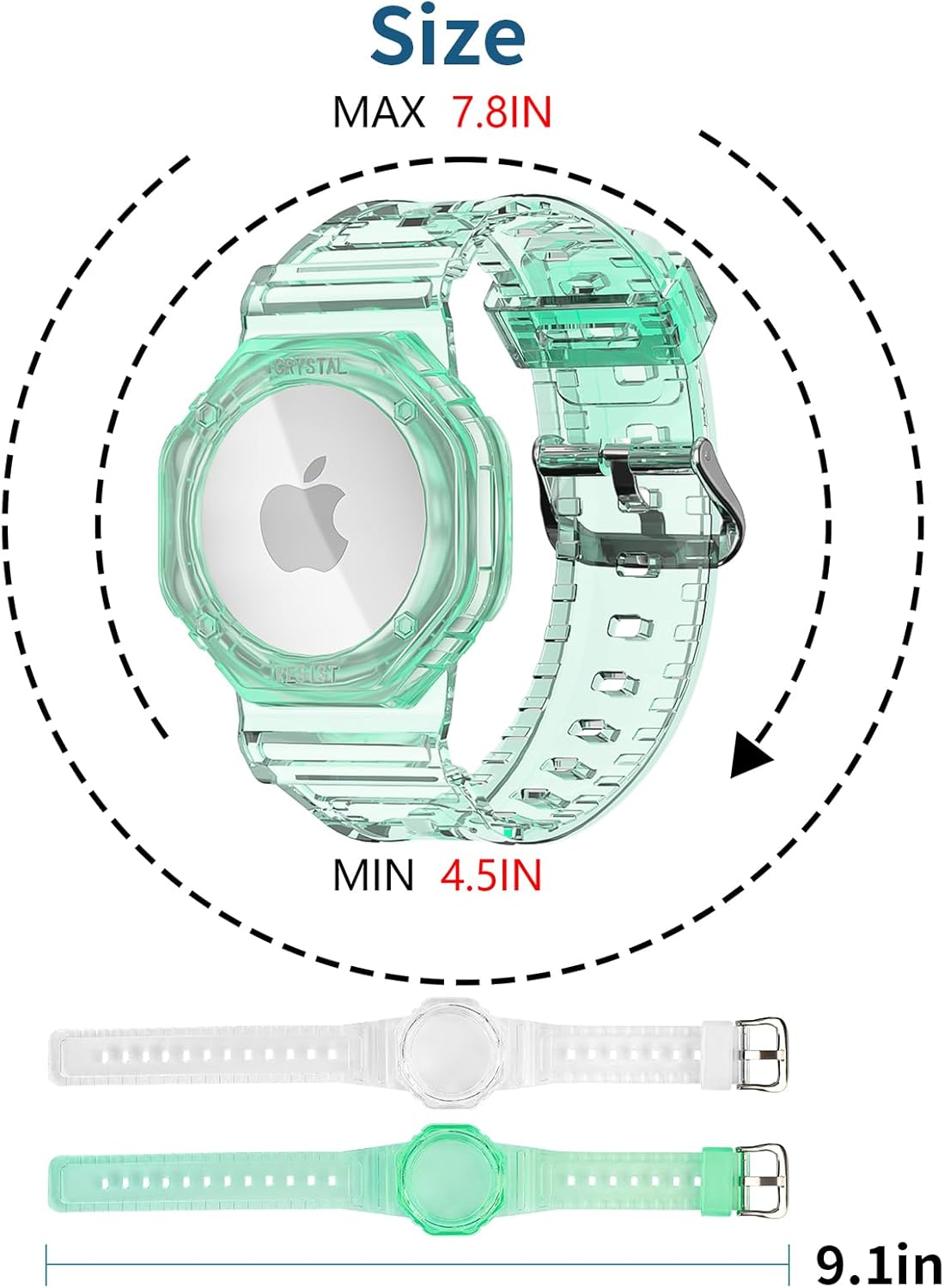 SUPERNIGHT Paquete de 2 pulseras de AirTag para niños, pulsera GPS Tracker compatible con Apple Air Tag, soporte ajustable antipérdida oculto para