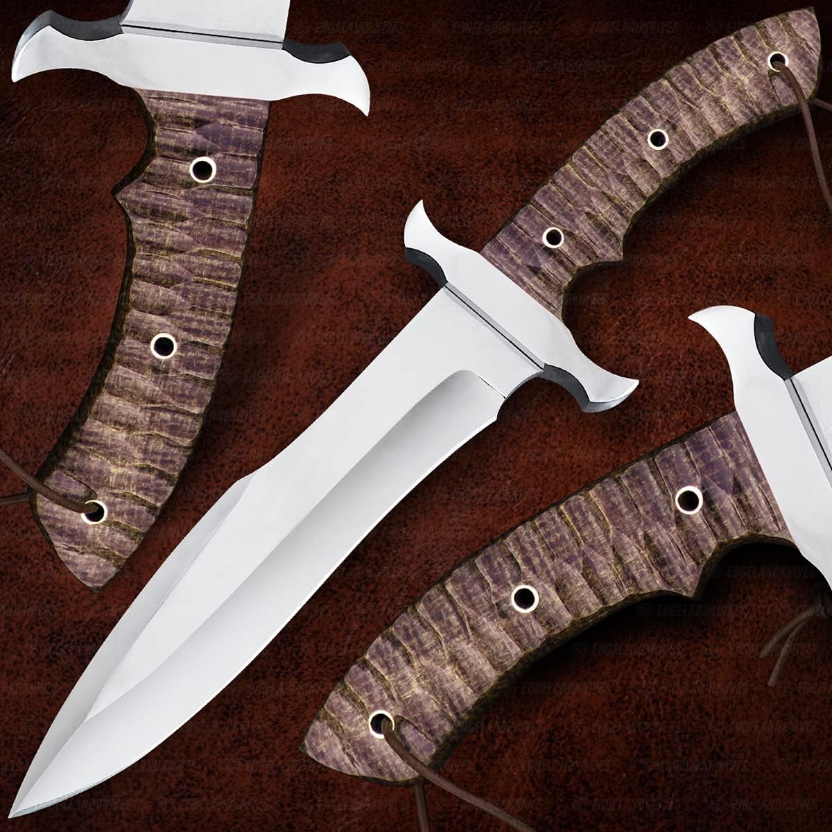 Cuchillo Bowie grande con funda de 13.5 pulgadas, cuchillo Bowie de acero inoxidable D2 pulido espejo – Cuchillo Bowie personalizado afilado para