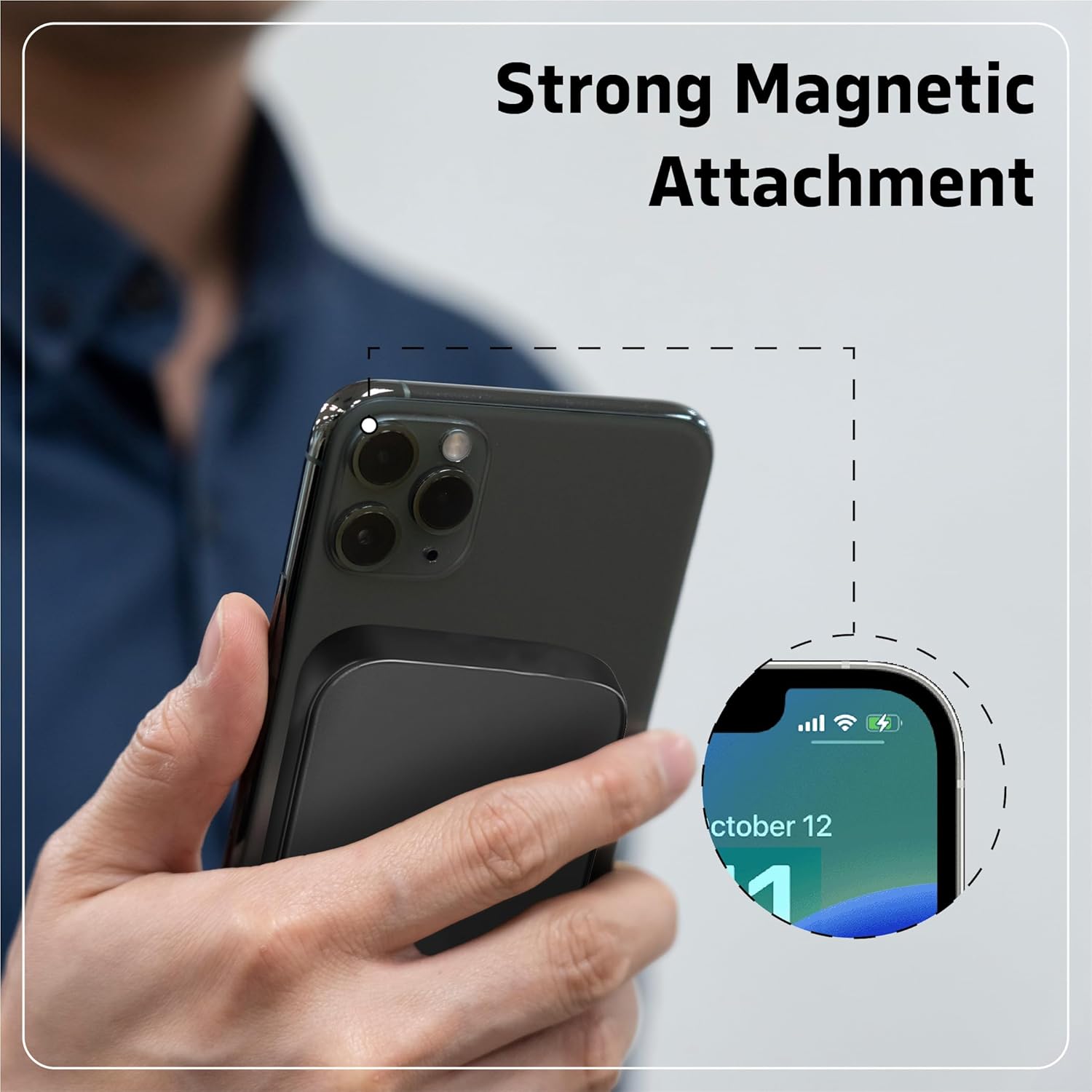 Batería magnética de banco de energía, cargador portátil inalámbrico de 10000 mAh, cargador rápido, cable USB-C, para iPhone serie 15141312, (negro)