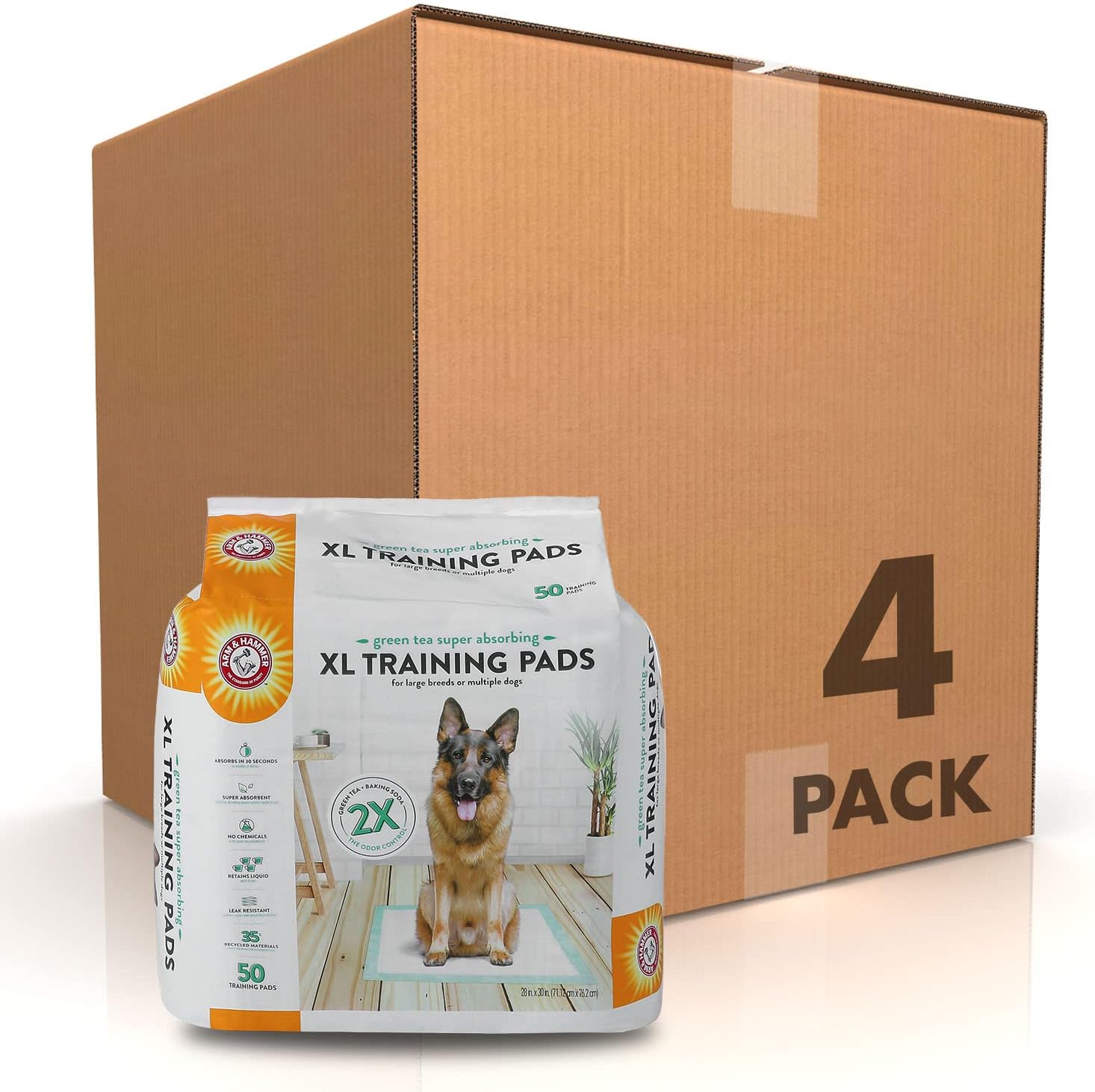Arm & Hammer Green Tea Almohadillas de entrenamiento para mascotas, 200 almohadillas de entrenamiento para perros con bicarbonato de sodio de té