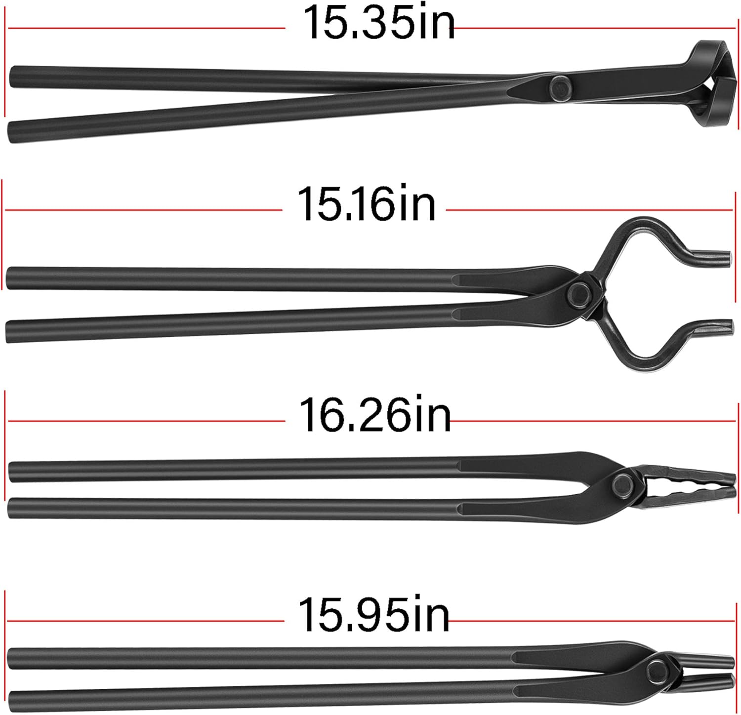 Pinzas para hacer cuchillos Blacksmith Bladesmith Tong Yunque Forge – Pinzas en V, pinzas planas, pinzas de mandíbula de lobo, pinzas de hoja