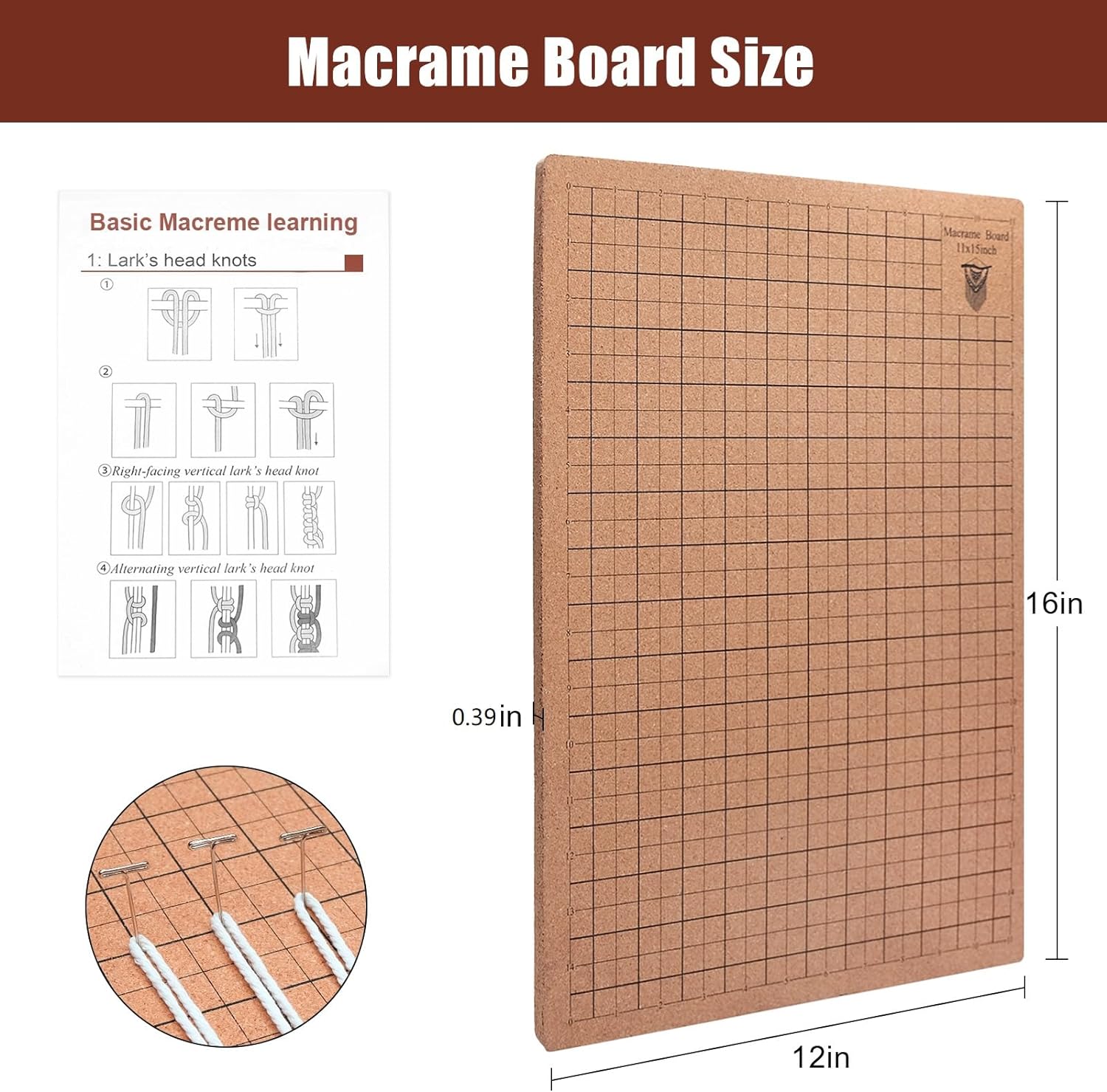 Tablero de macramé de 12 x 16 pulgadas para trenzar y cordar tablero de proyecto de macramé para trenzar pulseras, crear macramé y creaciones de